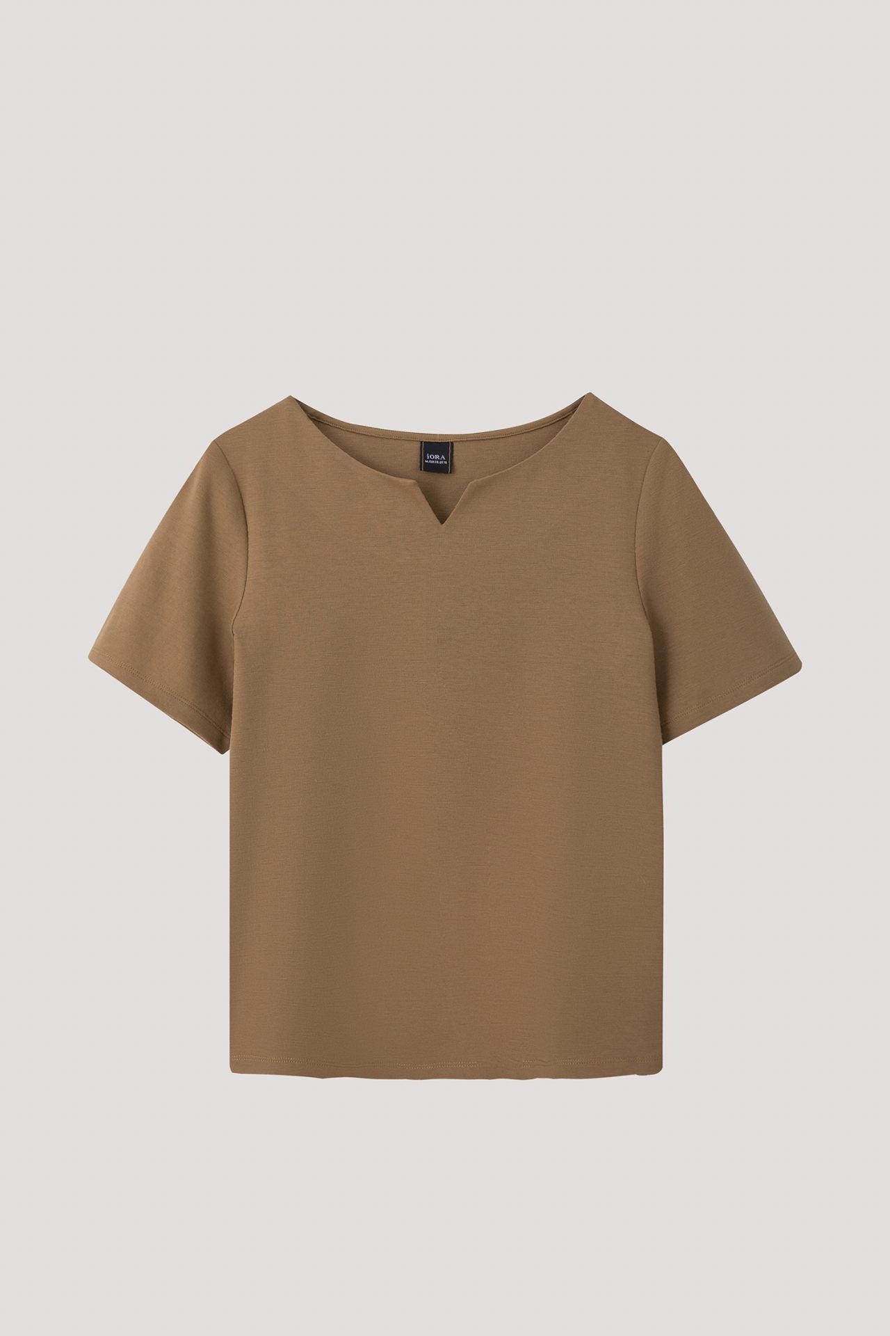 AT 8569 V NECK DETAIL TOP KHAKI 2