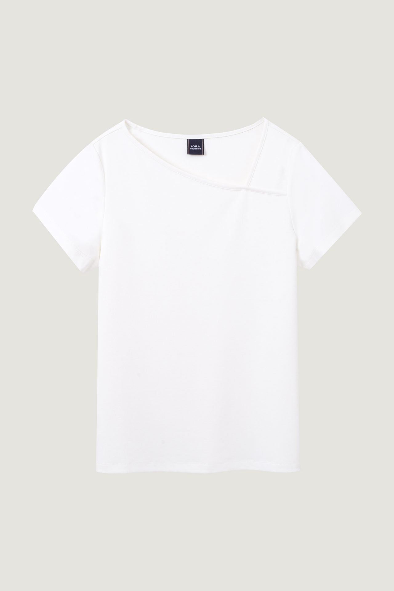 AT 8574 CREAM DIAGONALED NECKLINED TEE