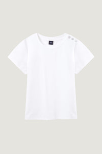 AT 8656 CREAM STUD BUTTONS SHOULDER TEE