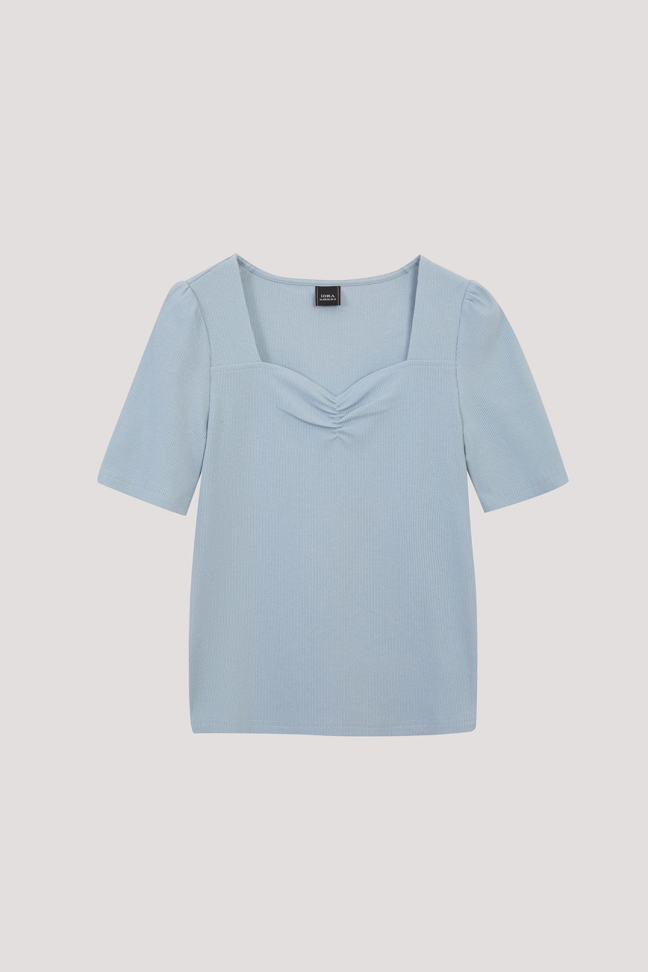 AT 8737 SWEETHEART NECKLINE BLOUSE SKY BLUE