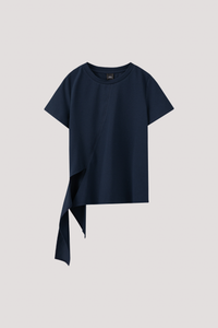 AT 9097 TIED UP HEM TOP NAVY