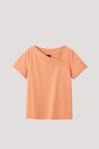 AT 9548 ASYMMETRICAL NECKLINE TOP PEACH