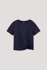 AT 9553 KNOT HEM BLOUSE NAVY