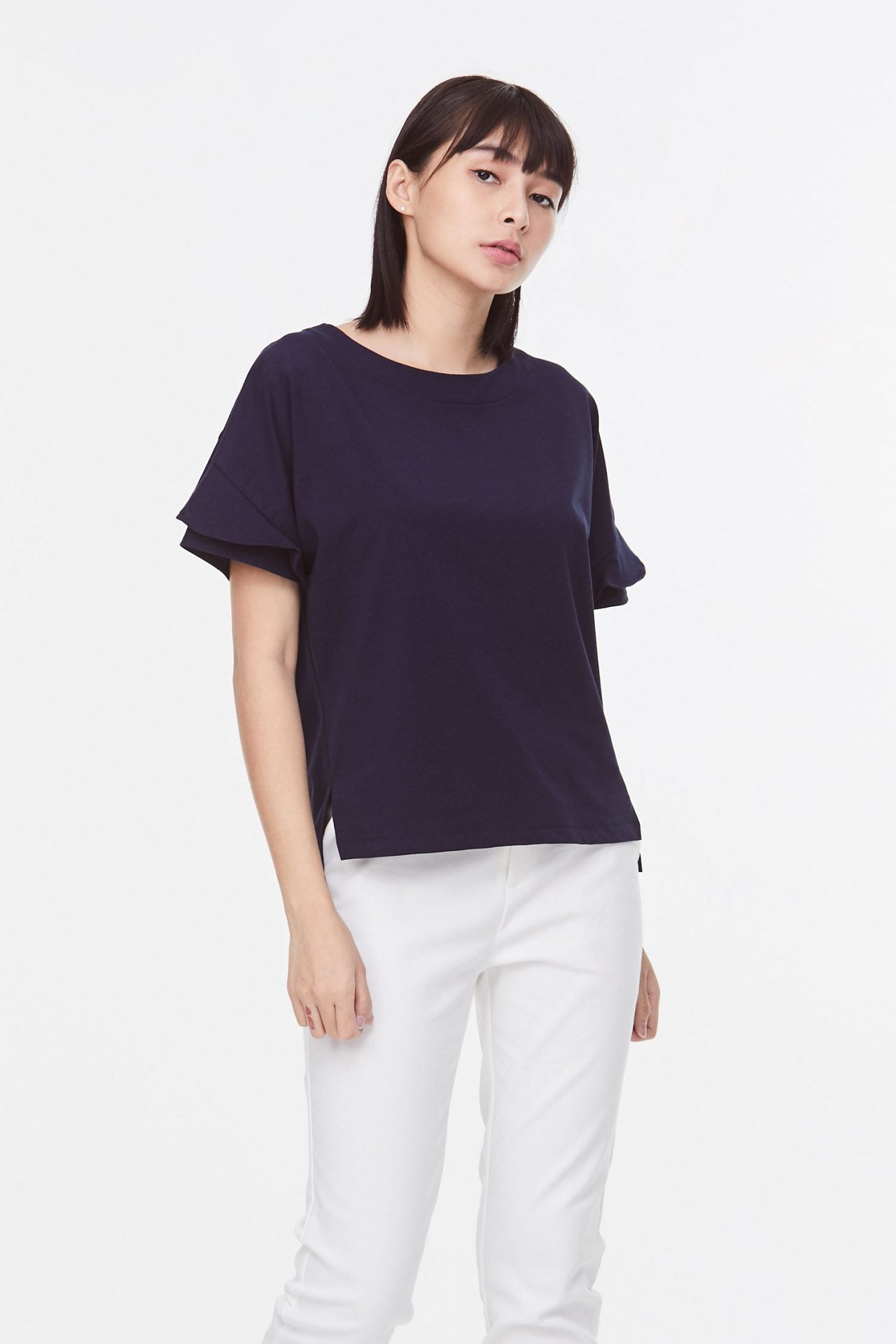 AT 9560 FLARED SLEEVES TOP NAVY