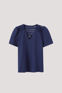 AT 9563 LACED SHOULDER TOP NAVY