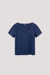AT 9616 ASYMMETRICAL NECKLINE TOP NAVY