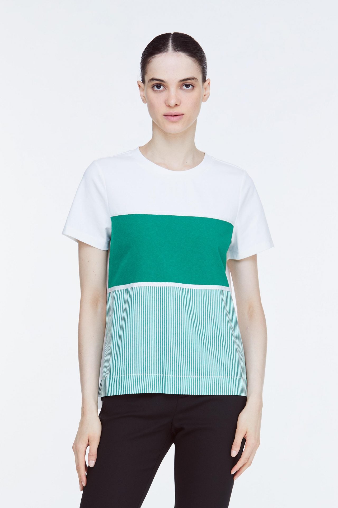 AT 9764 HORIZONTAL COLOURBLOCK TOP GREEN