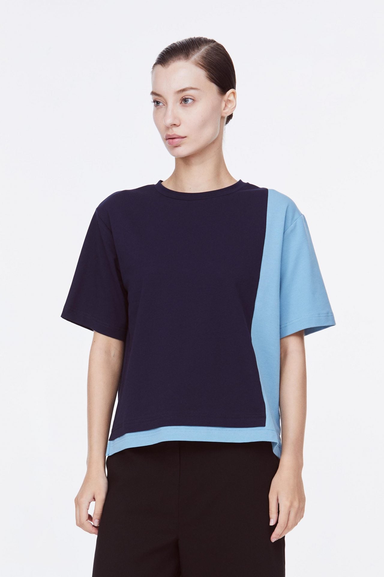 AT 9786 COLOUR BLOCK TOP NAVY