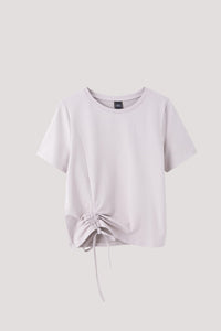 AT 9862 SIDE RUCHED TOP GREY BEIGE