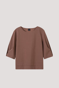 ATB 8735 WIDE NECKLINE BLOUSE BROWN