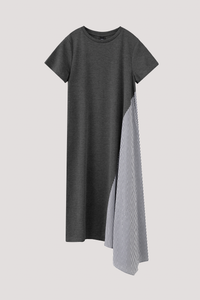 ATD 10147 MIXED FABRIC DRESS HUE GREY