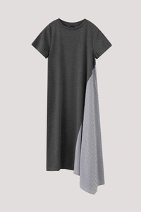 ATD 10147 MIXED FABRIC DRESS HUE GREY