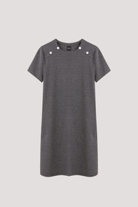 ATD 10754 DECORATIVE BUTTON DRESS HUE GREY