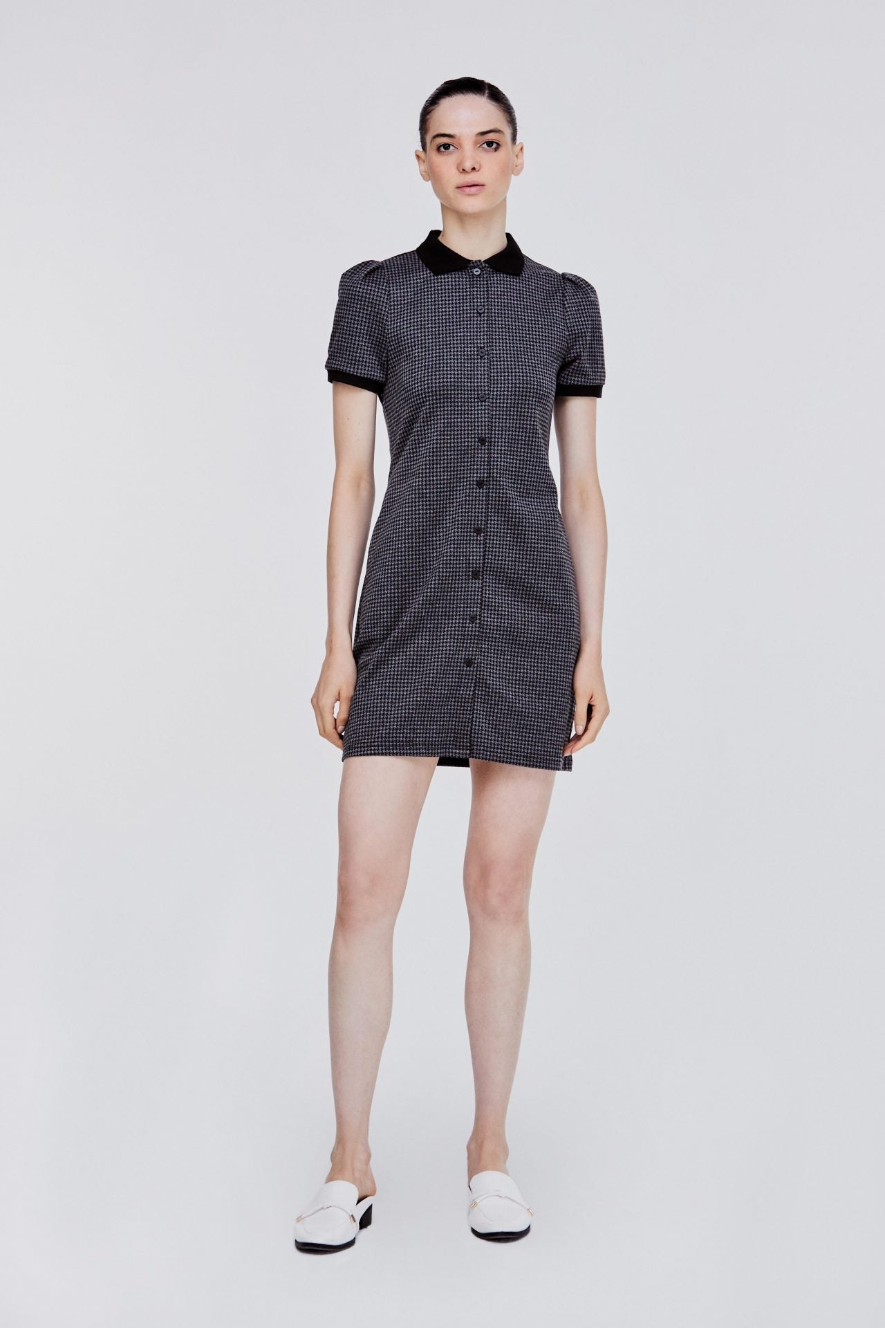 ATD 11077 CONTRAST PATTERN DRESS HUE GREY