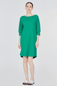 ATD 9759 BOAT NECK PUFFED SLEEVE DRESS GREEN