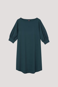 ATD 9759 WIDE NECKLINE PUFFED SLEEVES DRESS DARK GREEN