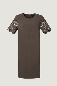 ATD7328 K.GREEN LACE SLEEVE DRESS