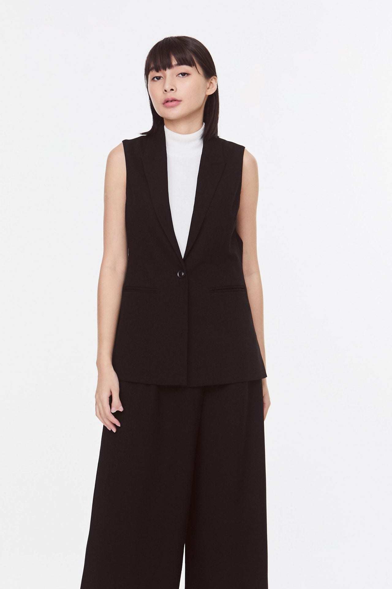 AV 9163 SINGLE BUTTON VEST BLACK