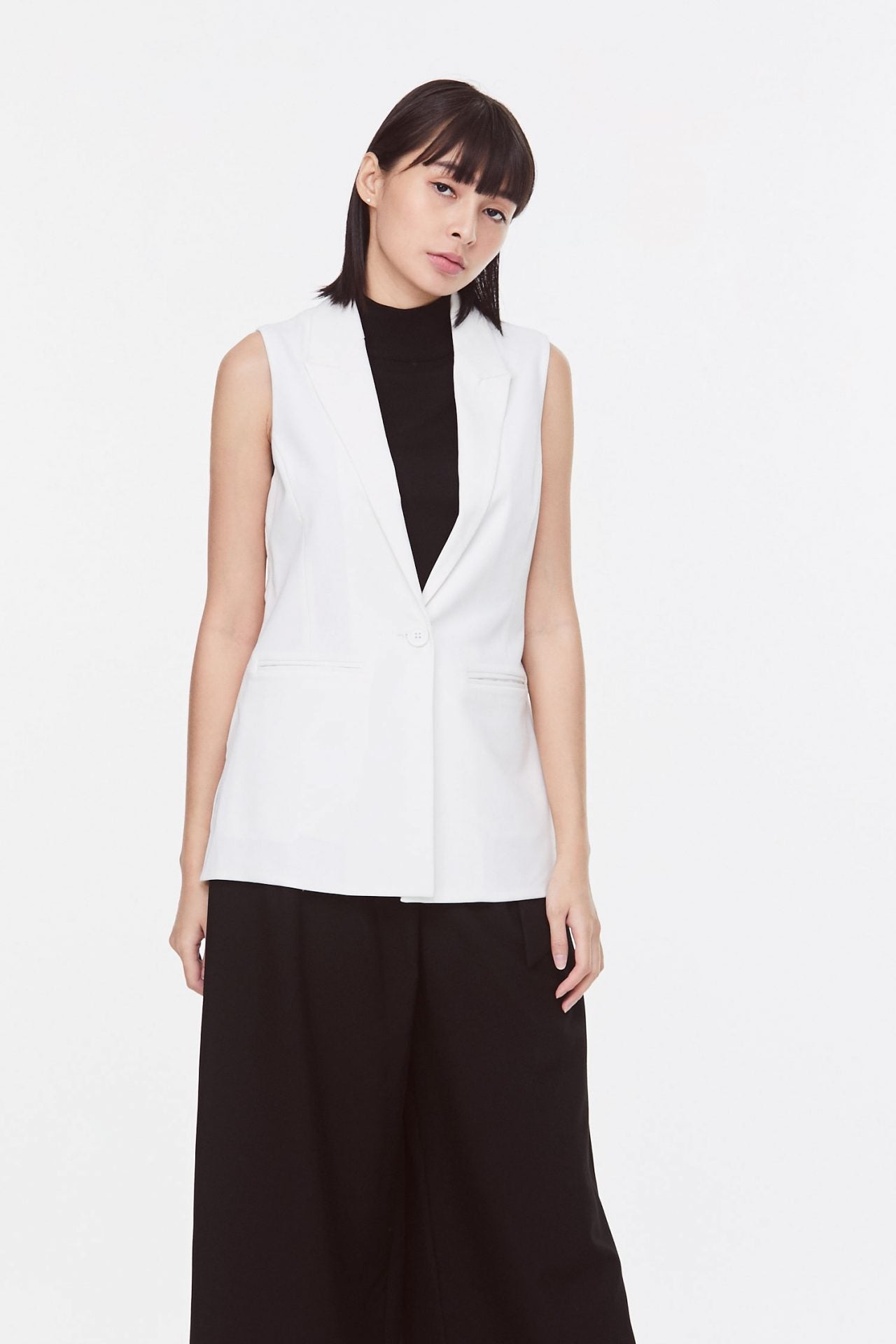 AV 9163 SINGLE BUTTON VEST CREAM
