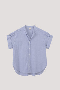 BB 10629 STAND COLLAR BLOUSE DENIM STRIPES