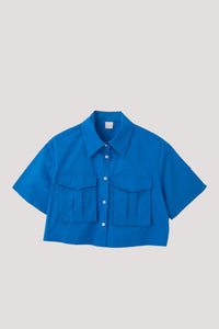 BB 10742 CROPPED POCKET FRONT SHIRT COBALT