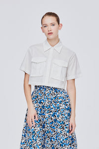 BB 10742 CROPPED POCKET SHIRT CREAM