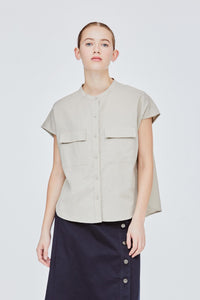 BB 11069 PATCH POCKET BLOUSE BEIGE