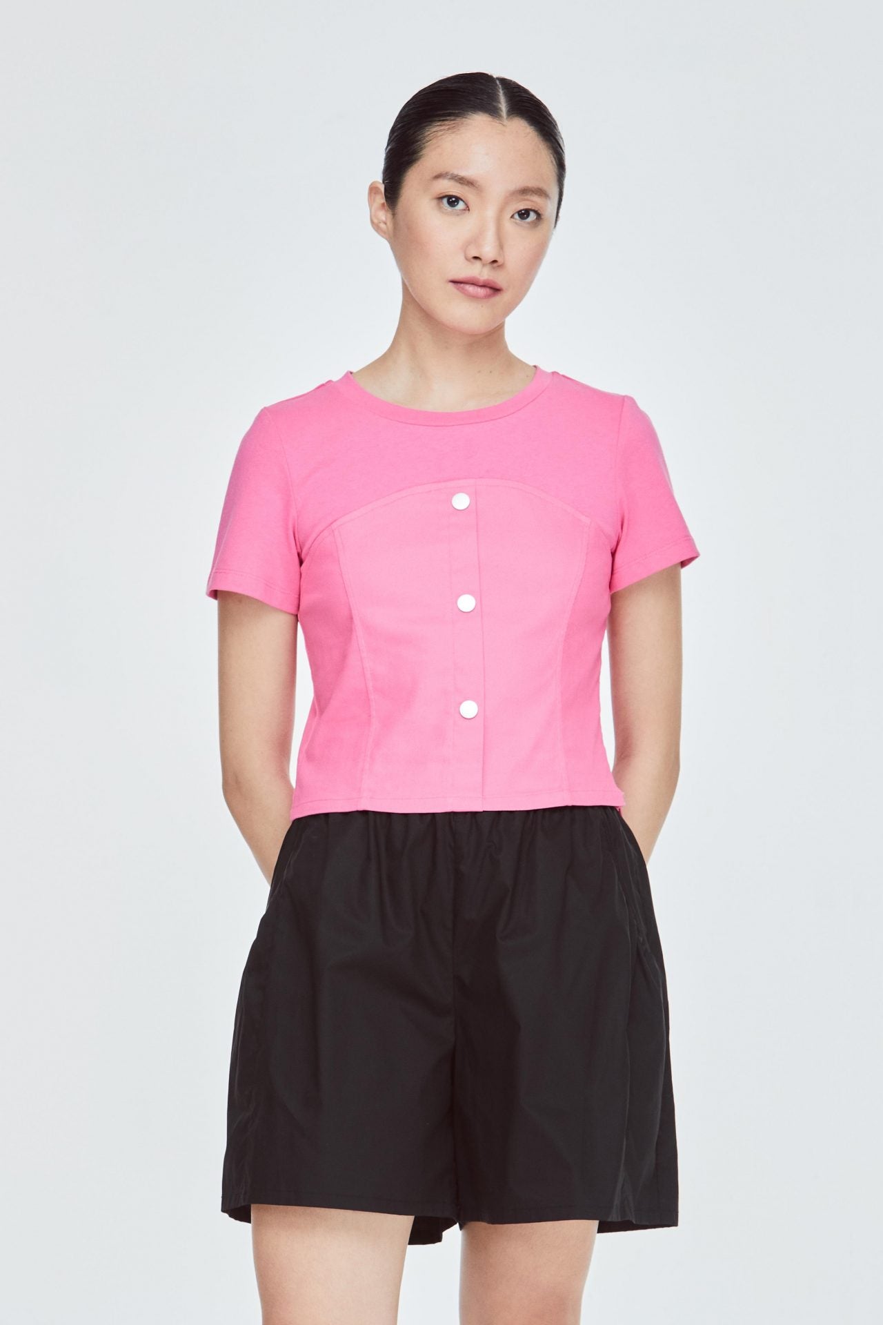 BB 11156 DECORATIVE CORSET TOP HOT PINK