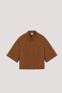 BB 11385 BUTTON UP SHORT SLEEVE SHIRT BROWN