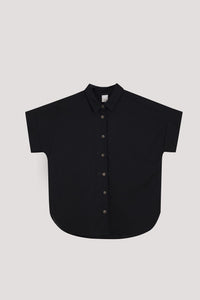 BB 9034 SHORT SLEEVE BUTTON-DOWN BLOUSE BLACK