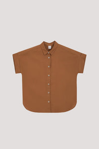 BB 9034 SHORT SLEEVE BUTTON-DOWN BLOUSE CARAMEL