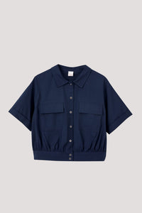 BB 9124 FRONT POCKET BLOUSE NAVY