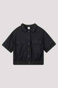BB 9124 FRONT POCKETS SHIRT BLOUSE BLACK