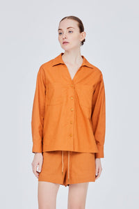 BB 9951 ASYMMETRICAL HEM BLOUSE CARAMEL