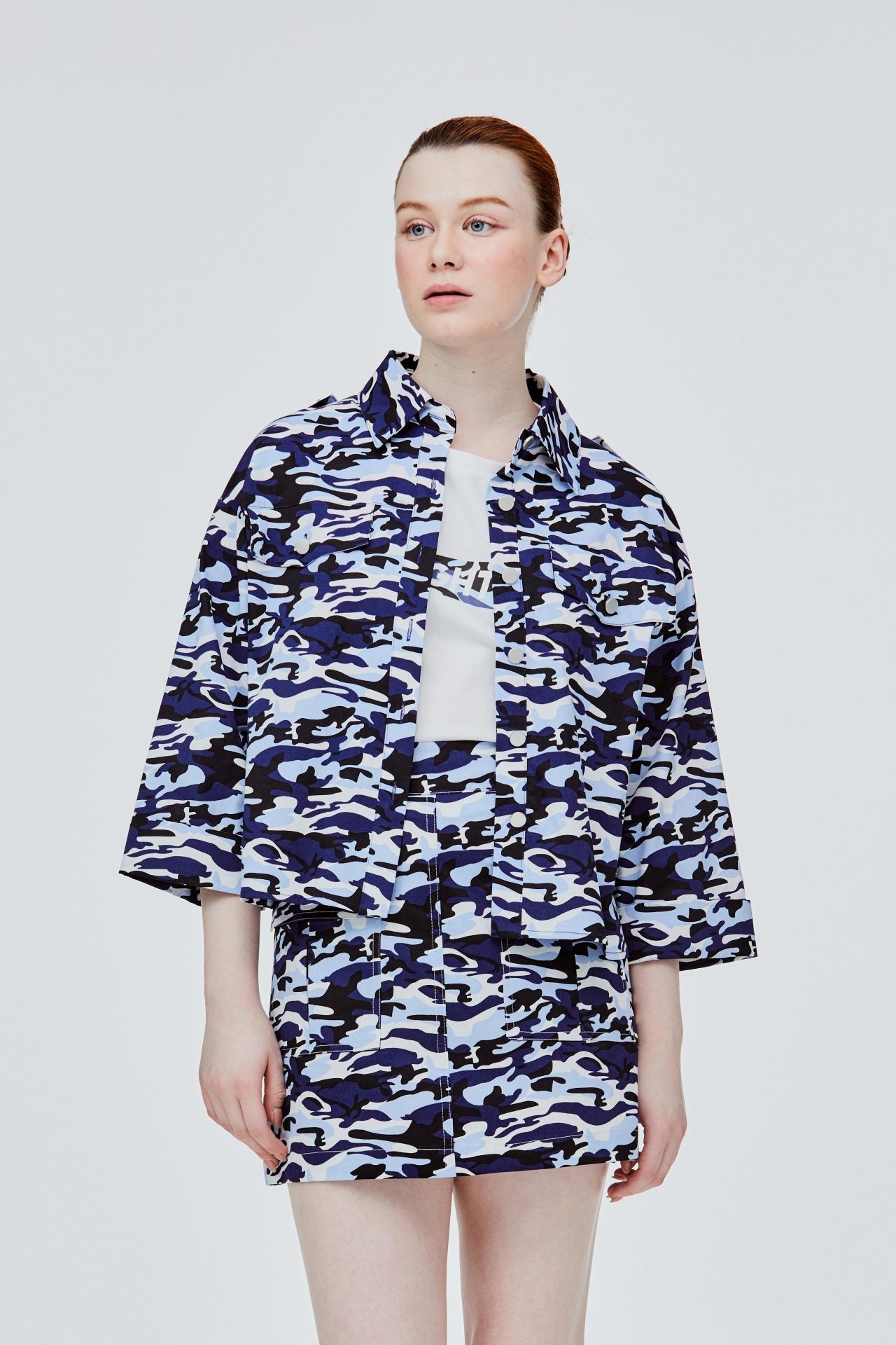 BBB 11117 PRINTED COLLAR SHIRT NAVY