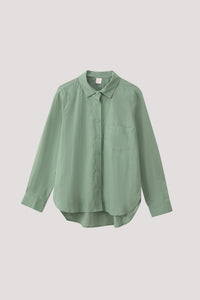 BBL 10248 LONGER BACK HEM BUTTONED BLOUSE PISTACHIO