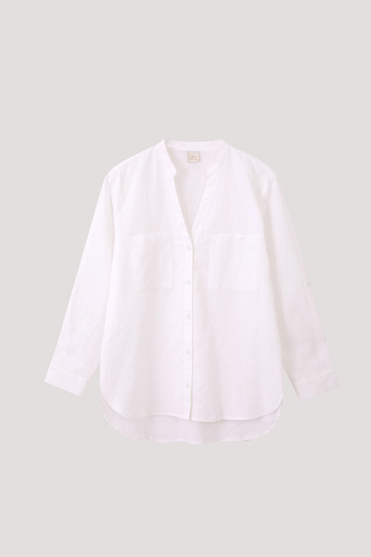 BBL 10732 V-NECK CUFFED SLEEVES BLOUSE CREAM