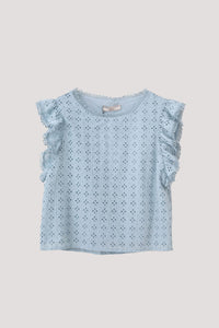 BBV 10474 RUFFLED SLEEVES BLOUSE AQUA BLUE