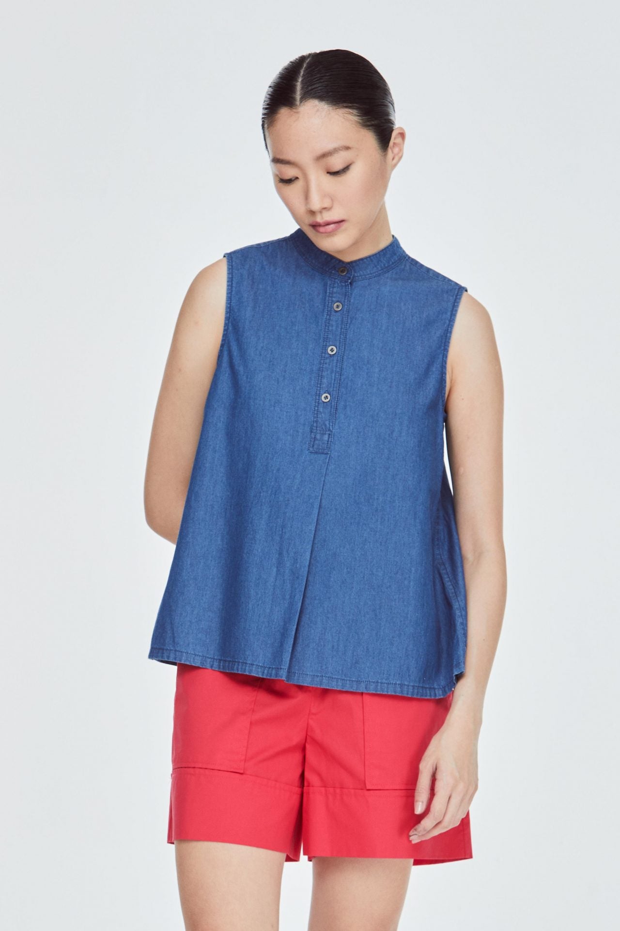 Flare Mandarin Collar Blouse – IORA Malaysia