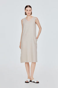 BD 10140 SLEEVLESS ONE PIECE DRESS SAND