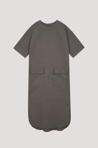 BD 11486 DOUBLE POCKET SHIRT DRESS GREY