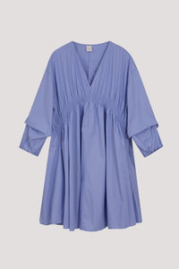 BD 11645 PLAID BACK DRESS PERIWINKLE