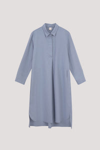 BDQ 10824 FOLDED CUFFS SHIRT DRESS GREY BLUE