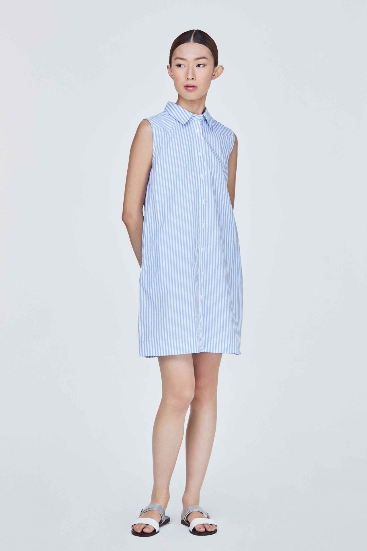 Sleeveless button down shirt dress online