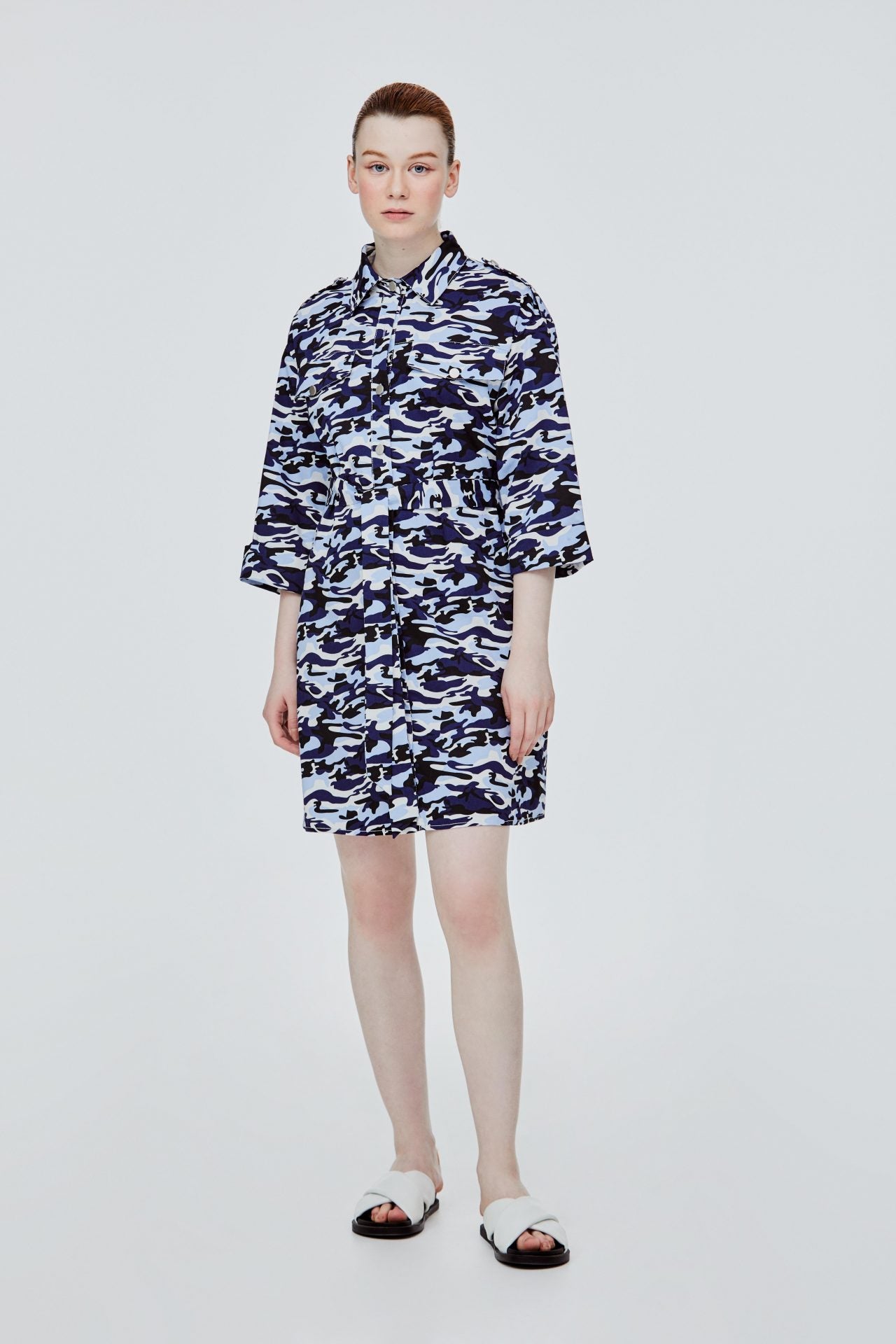 BDQ 11028 PRINTED CAMO UTILITY DRESS NAVY