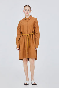 BDQ 11487 COLLARED DRESS BROWN
