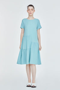 BDQ 8893 ROUND NECK DRESS AQUA GREEN