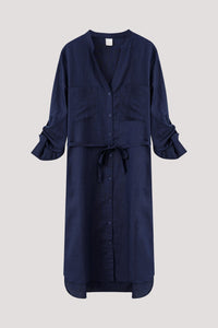 BDQ 9027 SASHED SHIRT DRESS NAVY