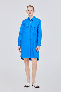 BDQ 9116 LONG SLEEVE SHIRT DRESS COBALT