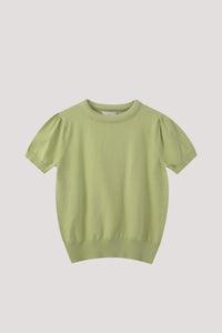 BK 10014 CREW NECK KNIT TOP APPLE GREEN